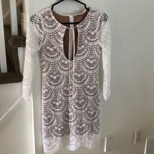 Lace key hole front, long sleeve dress